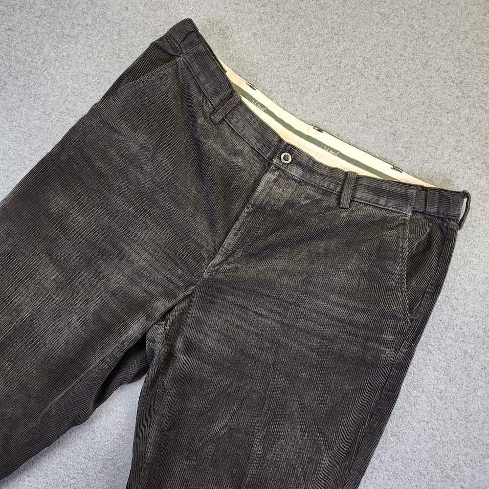 LL BEAN Men's Stretch Country Corduroy Pants Classic Fit Plain‎ Front 40x29 Gray